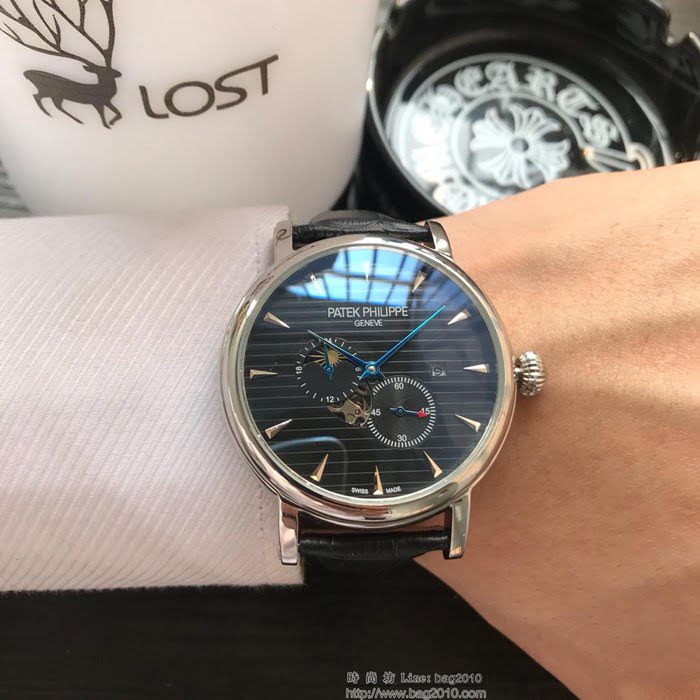 百達翡麗PATEK PHILPPE 全自動機械機芯 小牛皮錶帶 精品男士腕表  wssb3536